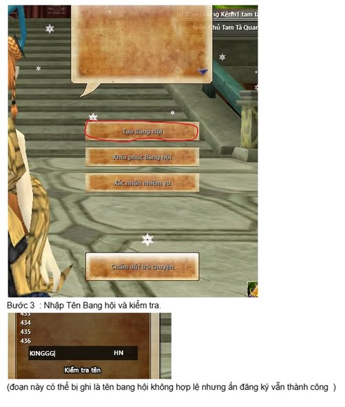 Hướng dẫn tạo Bang Hội - Bước 1,2,3