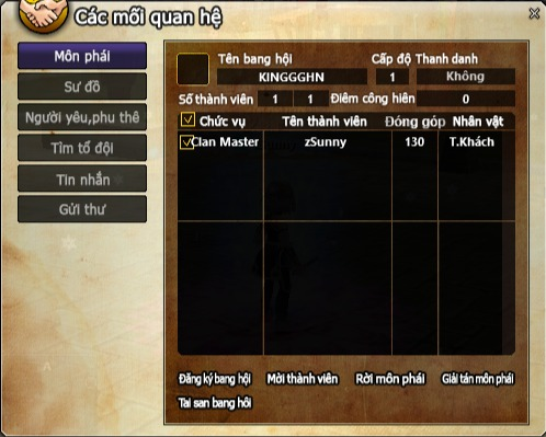 Giao diện Bang Hội